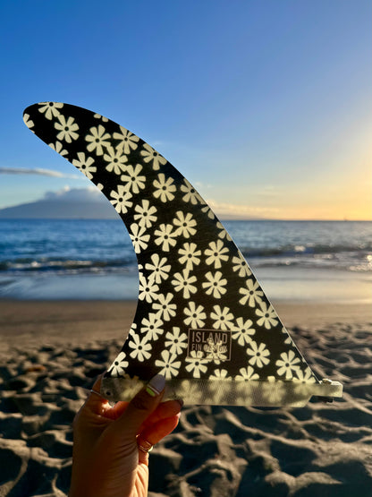 Island Fin Design Iwa Fin - Black With White Daisies