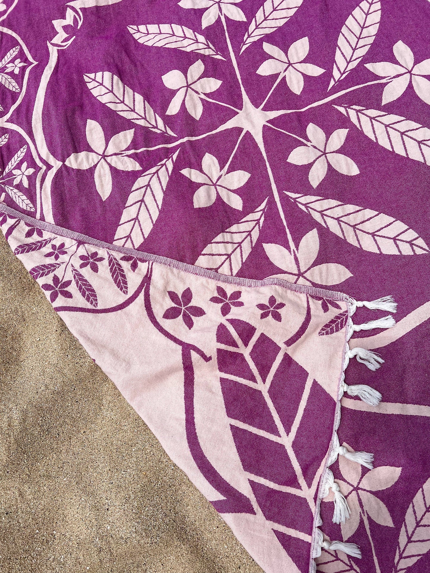Towel Blanket for 2 - Frangipani in Fuchsia