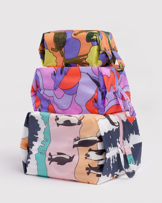 Baggu 3D Zip Reusable Bag Set - Vacation Animals