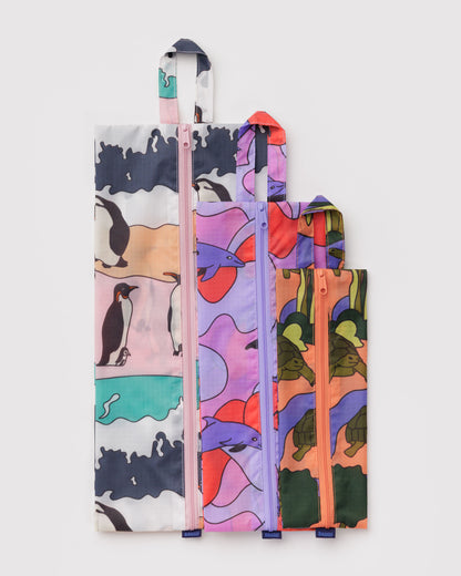 Baggu 3D Zip Reusable Bag Set - Vacation Animals
