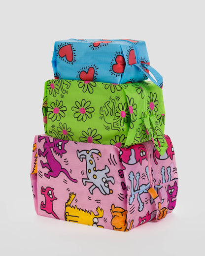 Baggu 3D Zip Reusable Bag Set - Keith Haring