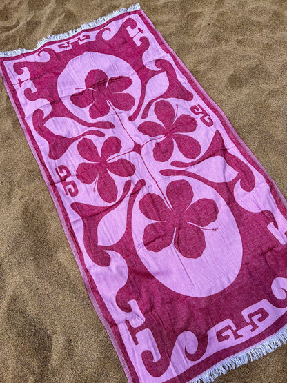Beach Towel - Tiare ‘Aute Luxe in Red/Pink