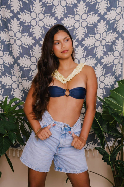 Towel Blanket for 2 - Abundant ‘Ulu Luxe in Deep Blue