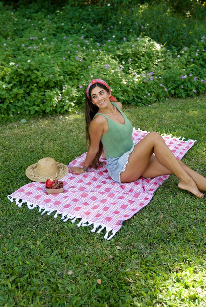 Beach Towel - ‘Ula ‘Ula in Red Palaka