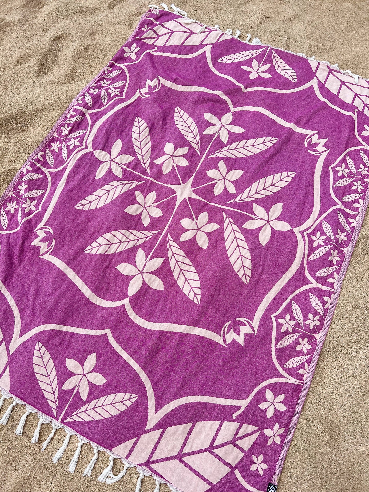 Towel Blanket for 2 - Frangipani in Fuchsia
