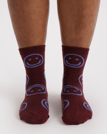 Baggu Crew Sock - Mahogany Happy