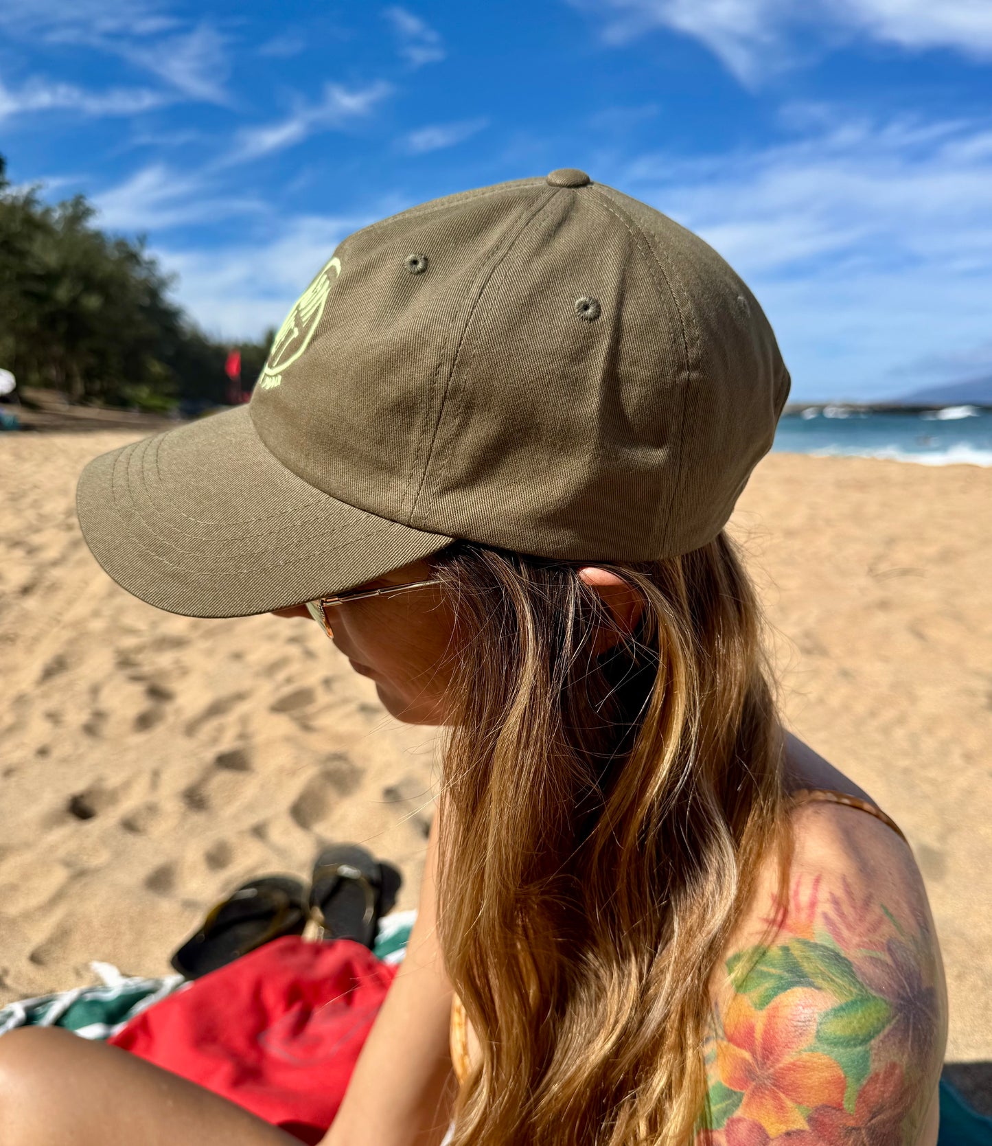GL x Aloha to Zen Embroidered Dad Hat - Green Embroidery