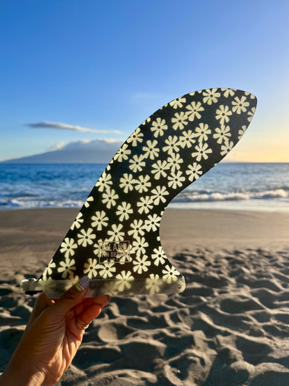 Island Fin Design Pau Hana Fin - Black With White Daisies