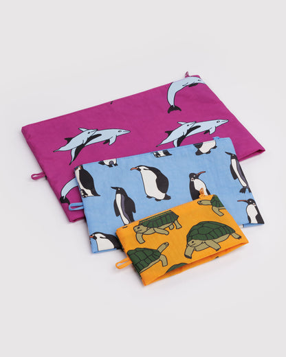 Baggu Go Pouch Set - Vacation Animals