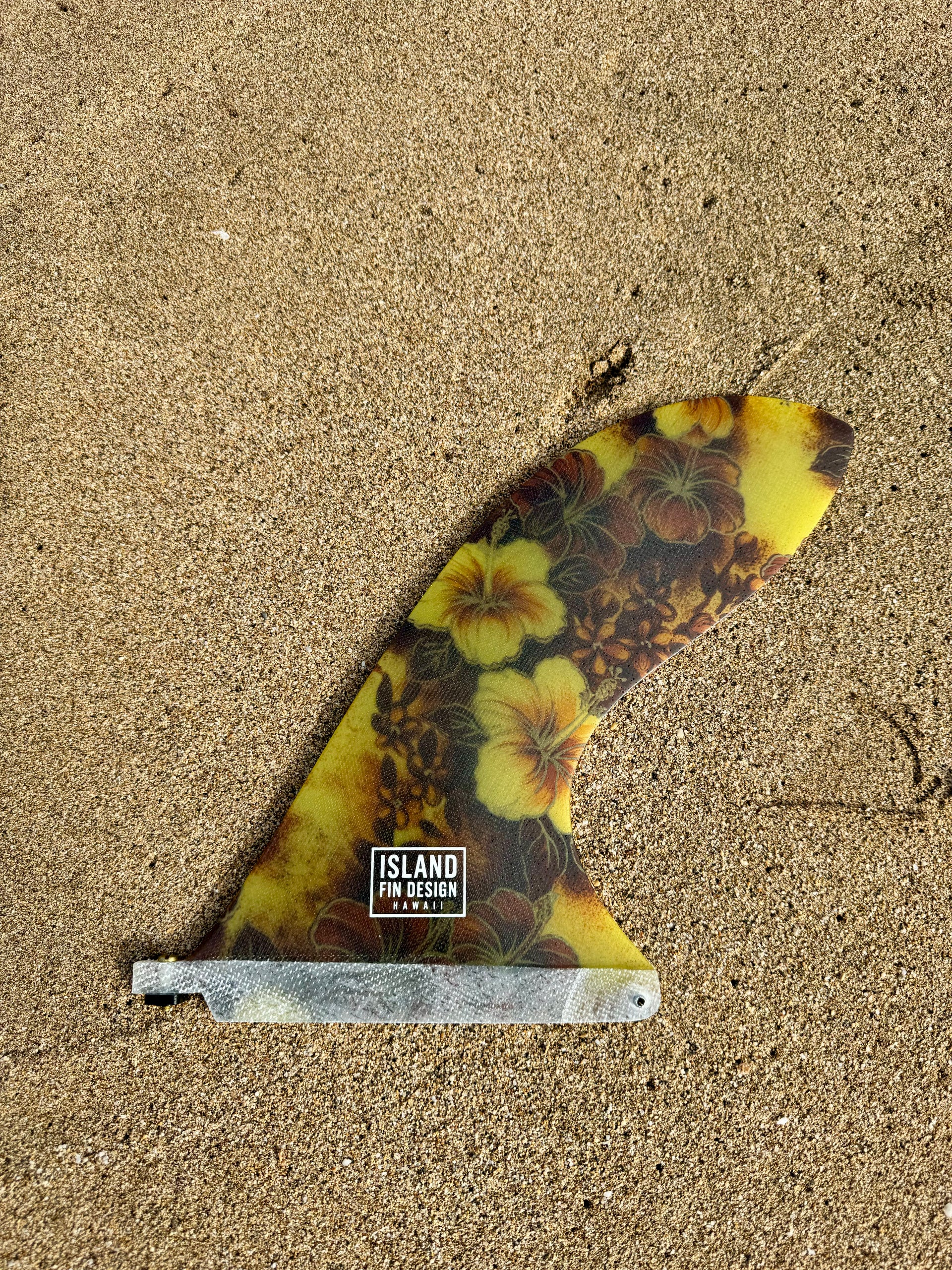 Island Fin Design Pau Hana Fin - Yellow Vintage Hibiscus