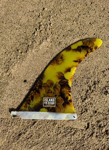 Island Fin Design - Iwa Fin - Yellow Vintage Hibiscus