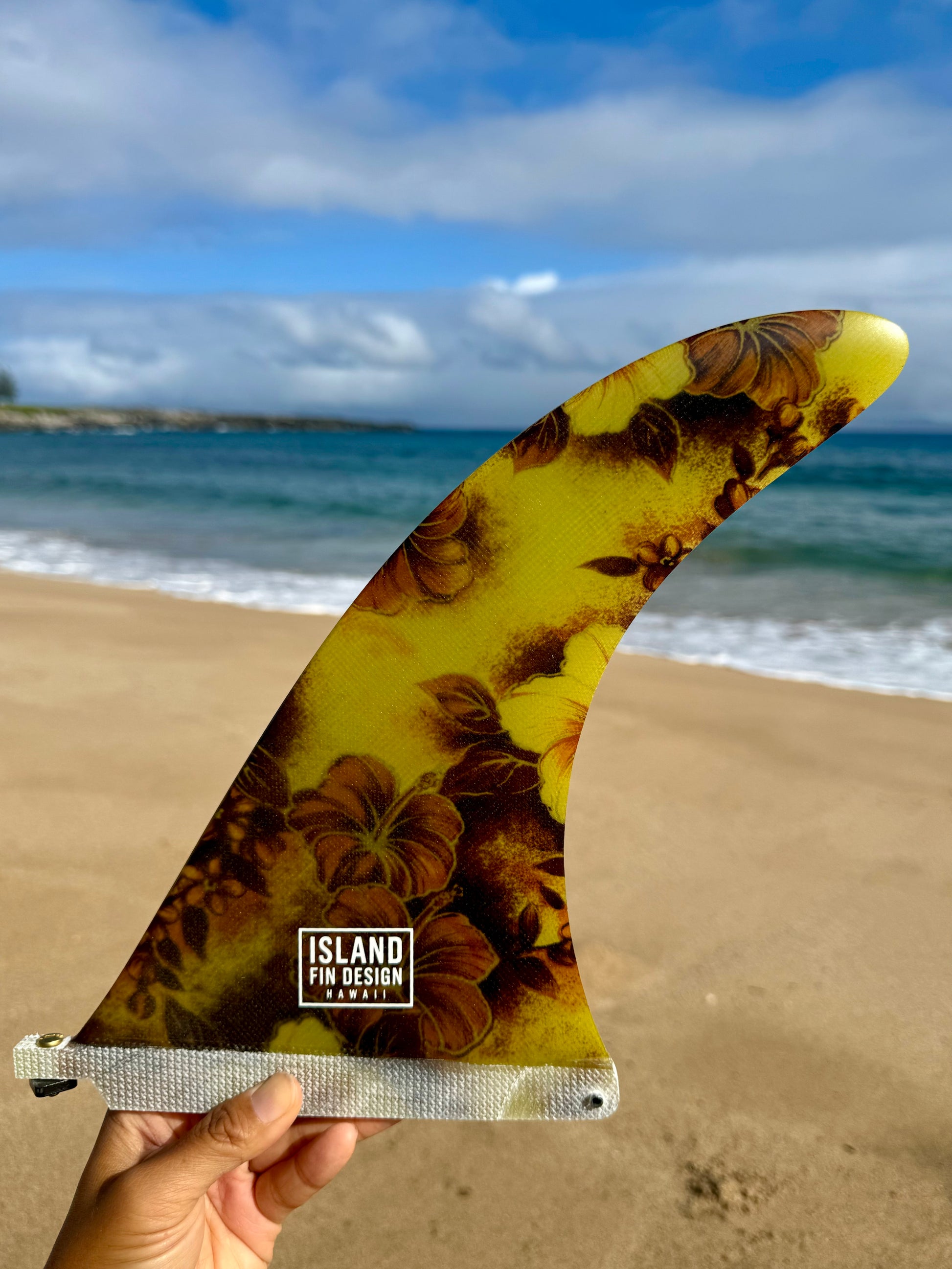 Island Fin Design - Iwa Fin - Yellow Vintage Hibiscus