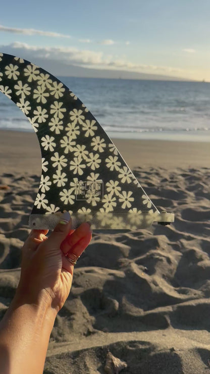 Island Fin Design Islander Fin - Black With White Daisies