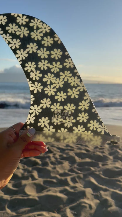 Island Fin Design Leeward Fin - Black With White Daisies