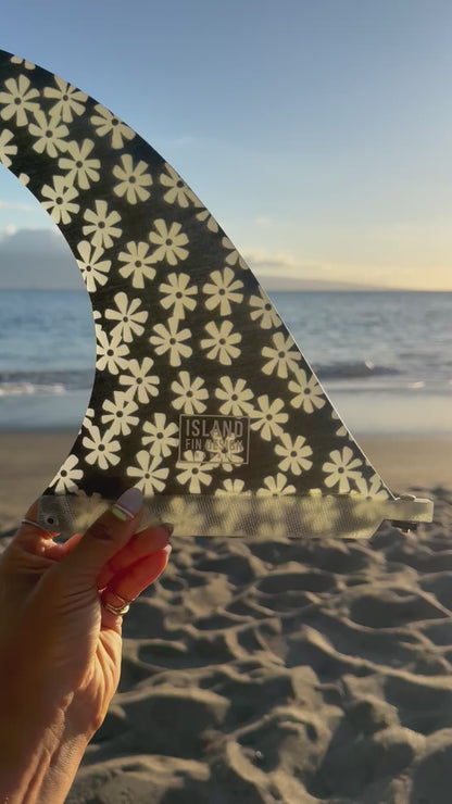 Island Fin Design Iwa Fin - Black With White Daisies