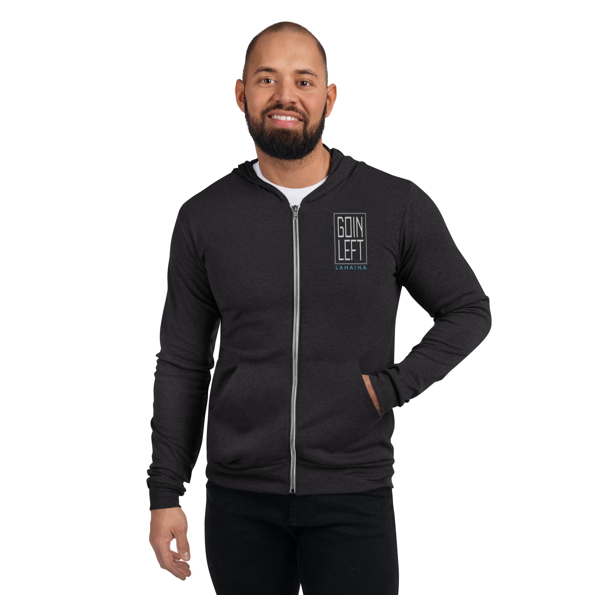 Goin Left Logo Unisex Zip Hoodie - Charcoal