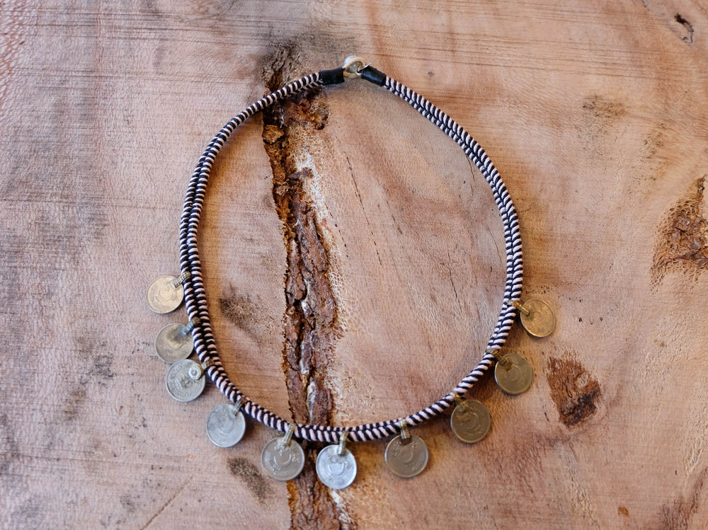 Macrame Long Coin Necklace - Made to Order
