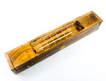 All-In-One Wood Box Incense Burner - Brass Celestial Inlay