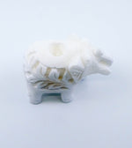 White Stone Carved Elephant Incense Cone Burner