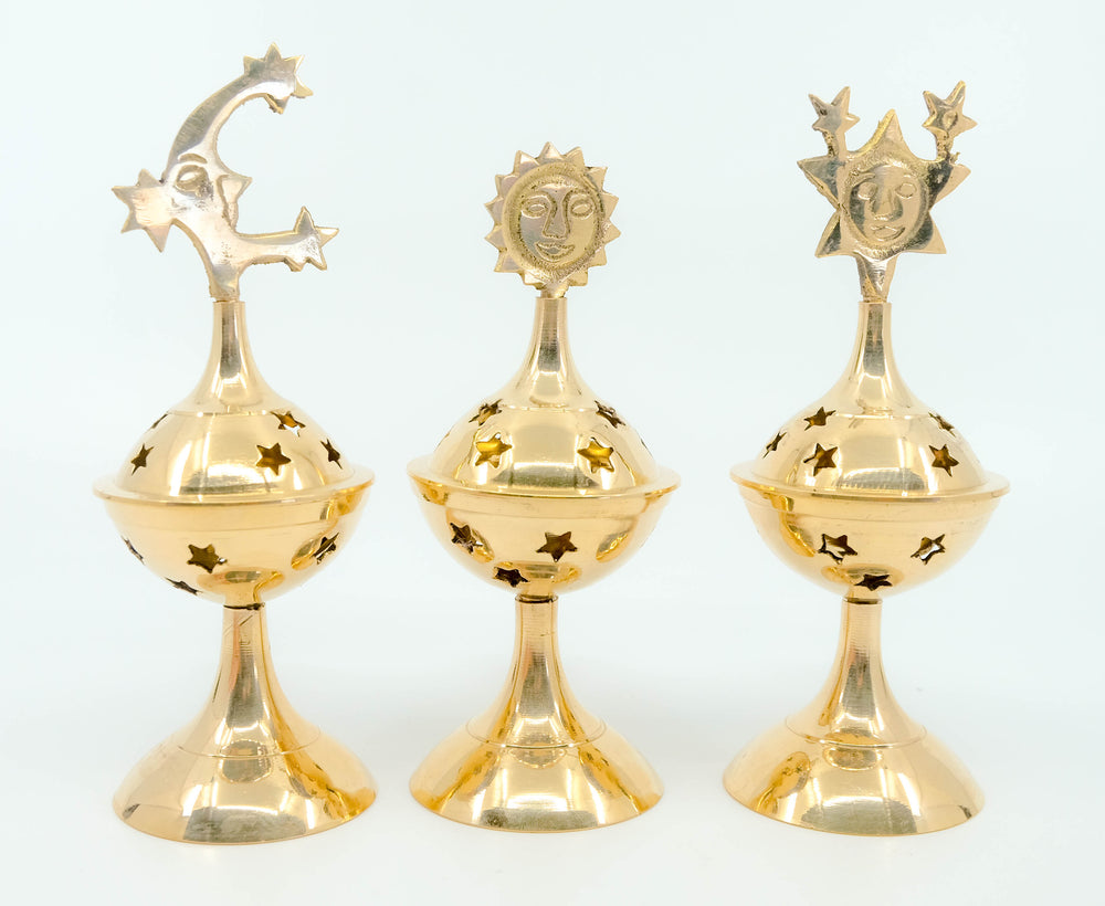 Brass Celestial Incense Burner - Sun
