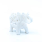 White Stone Carved Elephant Incense Cone Burner