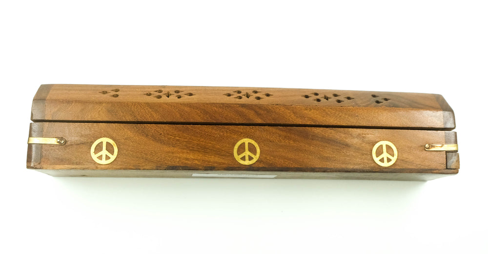 Wood Box Incense Burner - Peace