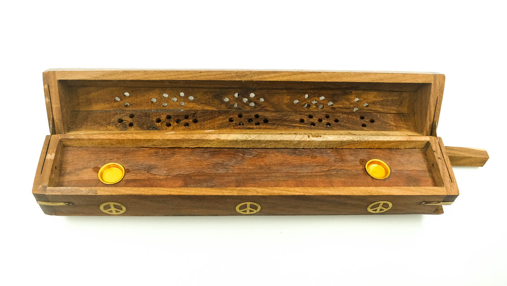 Wood Box Incense Burner - Peace