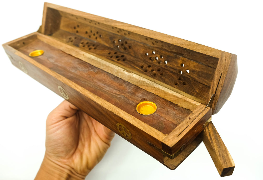 Wood Box Incense Burner - Peace