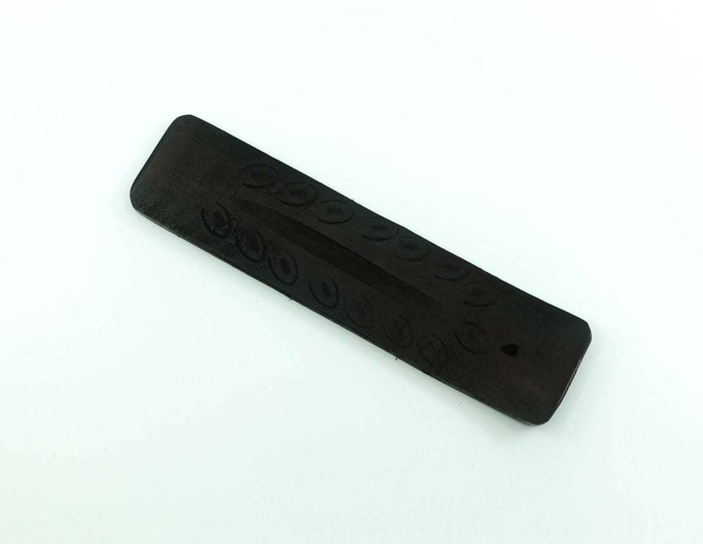 Small Black Carved Wood Incense Burner 5"